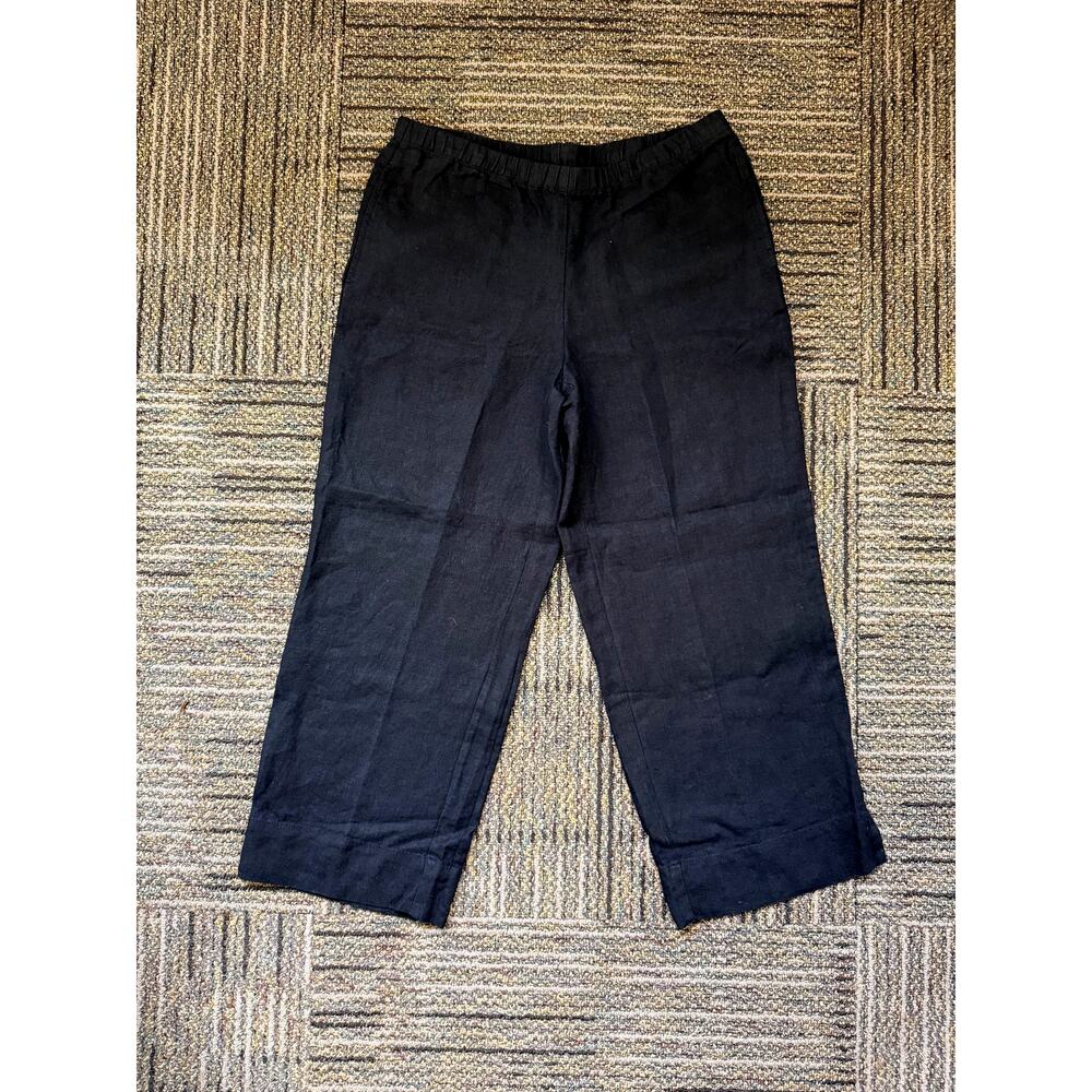 NWT J. Jill Black 100% Linen Pull On Pant Cropped Size S